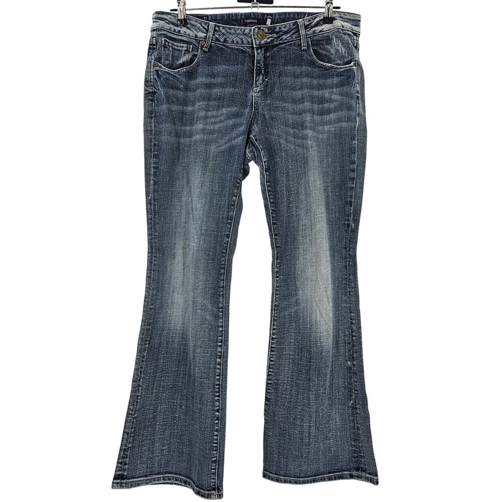 Vigoss Womans size 14 The Miami Bootcut Low Rise Faded Mid Wash Denim Jeans Blue